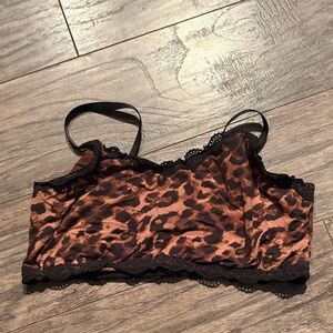 Aerie Leopard Print Bralette with Black Lace
